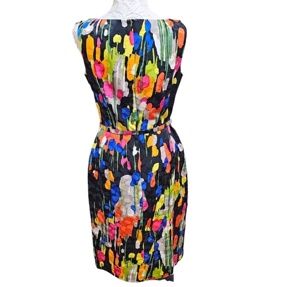 David Meister Womens Silk Colorful Brushstroke Sleeveless Sheath Dress Size 4 - Picture 5 of 16
